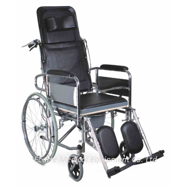 WR6609GCJ Steel Reclining Commode Wheelchair