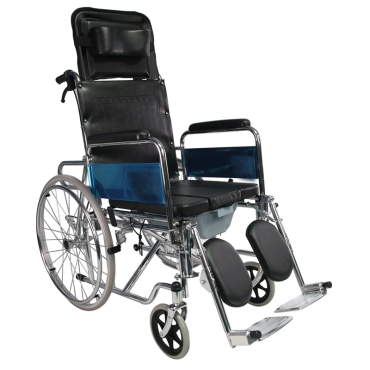 WR6608GC Steel Reclining Commode Wheelchair