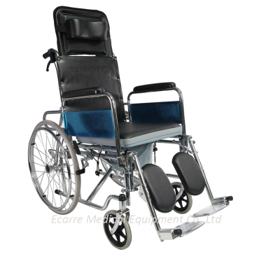 WR6609GC Steel Reclining Commode Wheelchair